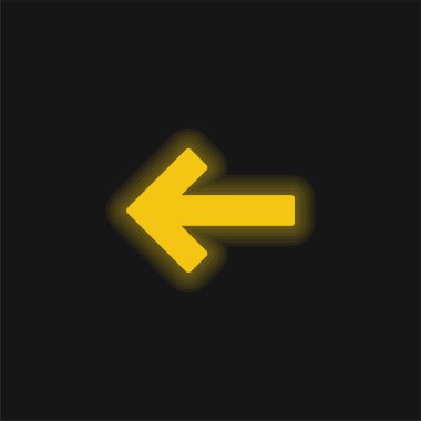 Sol arka Ok sarı parlayan neon simgesi