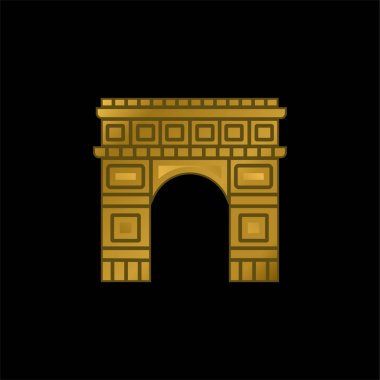 Arc De Triomphe gold plated metalic icon or logo vector clipart