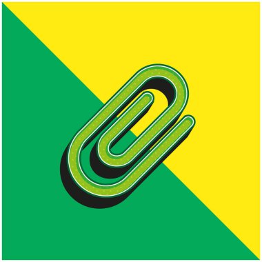 Çapraz Kağıt Ataç Aracı Yeşil ve Sarı 3d vektör logosunun Arayüz Sembolünü Ekle