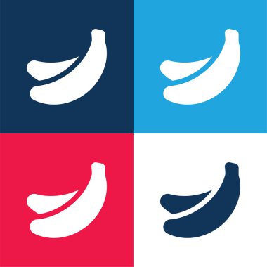 Banana blue and red four color minimal icon set clipart