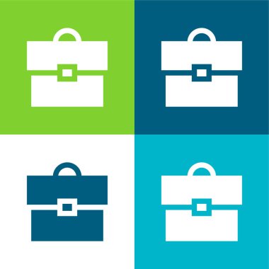 Evrak çantası Düz 4 renk minimal simgesi seti