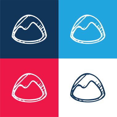 Temel Taslak Logo mavi ve kırmızı dört renk minimal simgesi seti