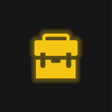 Siyah bavul sarı parlak neon simgesi
