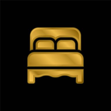 Yatak altın kaplamalı metalik simge veya logo vektörü