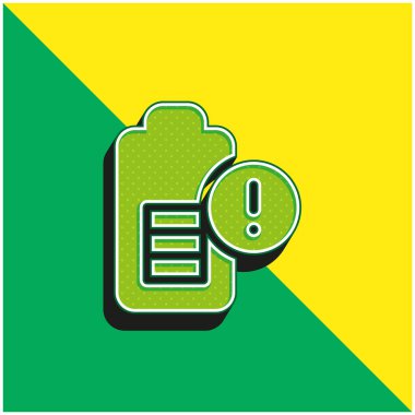 Pil Seviyesi Yeşil ve Sarı Modern 3D vektör simgesi logosu