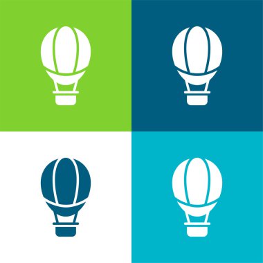 Hava Balonu Düz 4 renk minimal simgesi seti