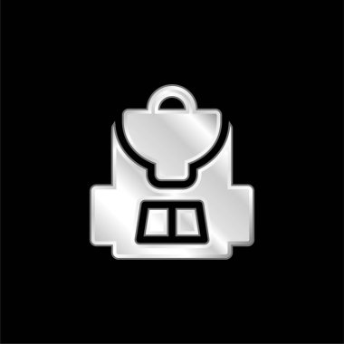 Sırt çantasında gümüş kaplama metalik simge