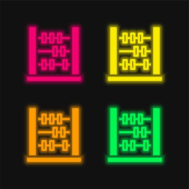 Abaküs dört renk parlayan neon vektör simgesi
