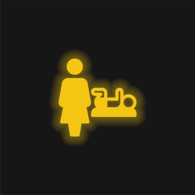 Bebek Değişimi Sarı parlak neon simgesi