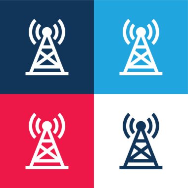 Anten mavi ve kırmızı dört renk minimal simge kümesi