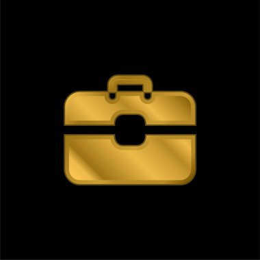 Evrak çantası altın kaplama metalik simge veya logo vektörü