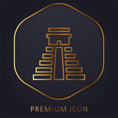 Aztek Piramidi altın çizgi prim logosu veya simgesi