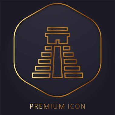 Aztec Pyramid golden line premium logo or icon clipart