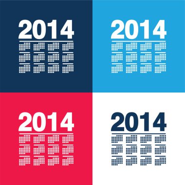 2014 Wall Takvim Değişkeni mavi ve kırmızı dört renk minimal simgesi seti