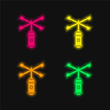 Anemometre dört renk parlayan neon vektör simgesi