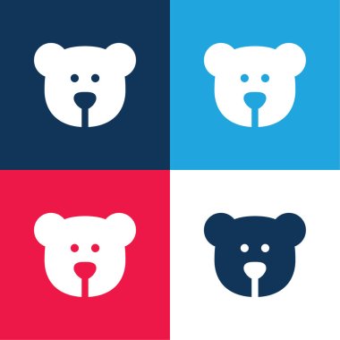 Bear blue and red four color minimal icon set clipart