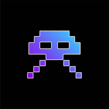 Uzaylı Ufo Pixelated Game Shape mavi gradyan vektör simgesi