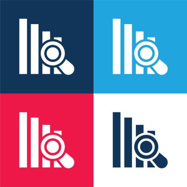 Çizelge mavi ve kırmızı dört renk minimal simge kümesi