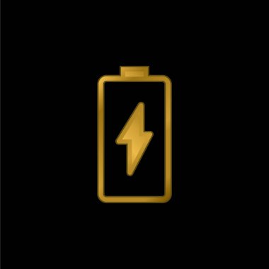 Pil altın kaplamalı metalik simge veya logo vektörü