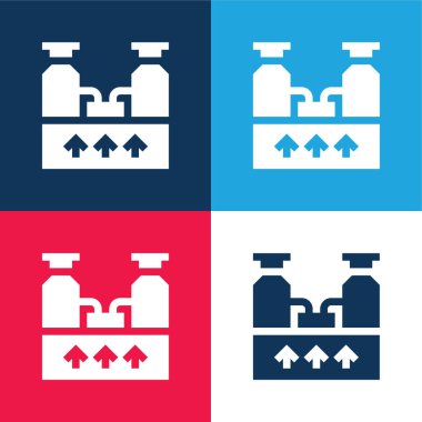 Kazan mavisi ve kırmızı dört renk simgesi seti