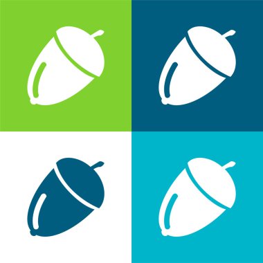 Meşe palamudu Düz 4 renk en küçük simge kümesi