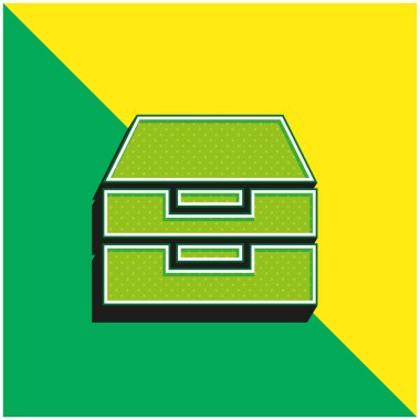 Arşiv Yeşil ve Sarı 3D modern vektör simgesi logosu