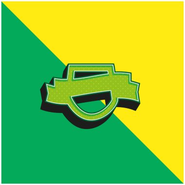 Ödül Kalkanı Sembolü Bir Kurdele Bayrağı Yeşil ve Sarı Modern 3D vektör logosu