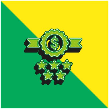 Rozet Yeşil ve Sarı Modern 3D vektör simgesi logosu