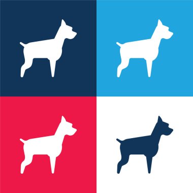 Büyük Köpek mavi ve kırmızı dört renk minimal simge kümesi
