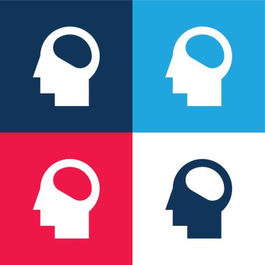 Beyin mavisi ve kırmızı dört renk minimal simge kümesi