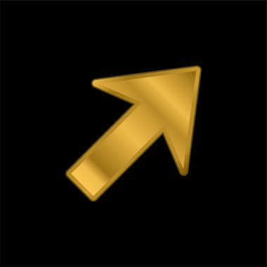 Ok Yukarı Sağ altın kaplama metalik simge veya logo vektörü