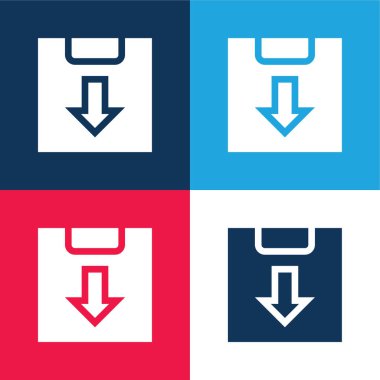 Arşiv mavi ve kırmızı dört renk minimal simge kümesi