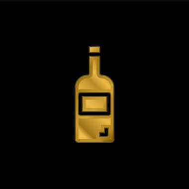 Şişe altın kaplama metalik simge veya logo vektörü