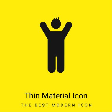 Boy With Rised Arms minimal bright yellow material icon clipart