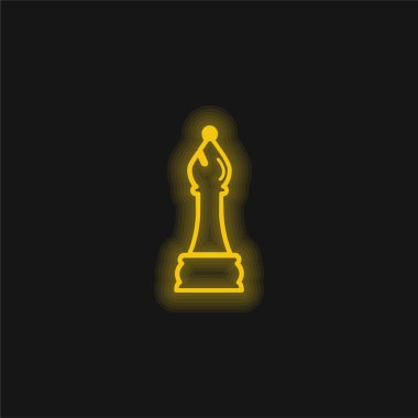 Bishop Chess Piece Outline yellow glowing neon icon clipart