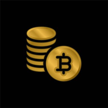 Bitcoin altın kaplama metalik simge veya logo vektörü