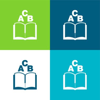 ABC Book Flat four color minimal icon set clipart