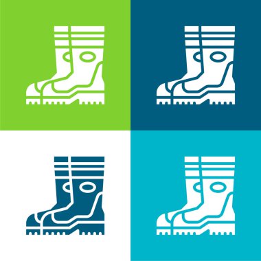 Çizmeler Düz 4 renk en küçük simge kümesi