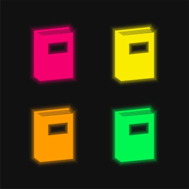 Kitap Eğitim Aracı 4 renkli neon vektör simgesi