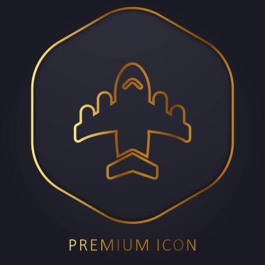 Uçak altın çizgisi prim logosu veya simgesi
