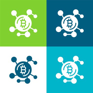 Bitcoin Düz 4 renk minimal simge kümesi