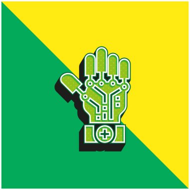 Yapay Zeka Yeşil ve Sarı 3D vektör simgesi