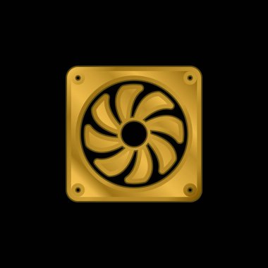 Büyük Elektrikli Fan altın kaplama metalik simge veya logo vektörü