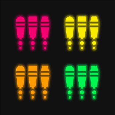 Bira Tap dört renk parlayan neon vektör simgesi