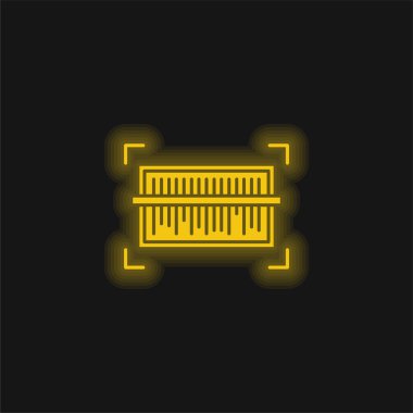 Barkod sarı parlayan neon simgesi
