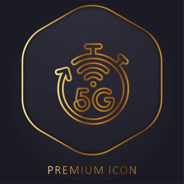 5g altın çizgi prim logosu veya simgesi