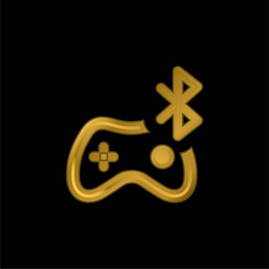 Bluetooth altın kaplama metalik simge veya logo vektörü