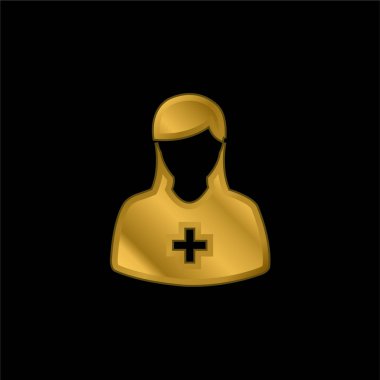 Dişi Avatar altın kaplama metalik simge ya da logo vektörü ekle
