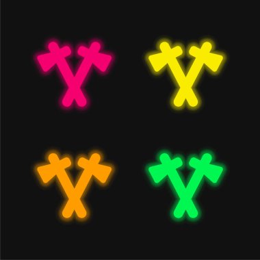 Axes four color glowing neon vector icon clipart