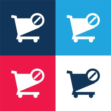 Engellenmiş Alışveriş Aracı E Ticaret Sembolü Mavi ve Kırmızı En az dört renk simgesi
